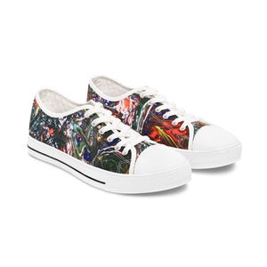 Baskets basses colorées pour femmes, chaussures d&#39;art uniques, chaussures décontractées, baskets élégantes, cadeau tendance pour elle