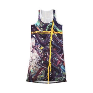 Abstract Pattern Women&#39;s Racerback Dress - Unique Summer Style, Art-Inspired Fashion, Party Wear, Casual Dress, Vibrant Aesthetic
