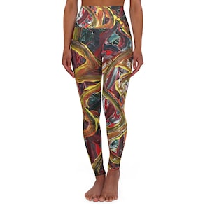 Vibrant High Waisted Yoga Leggings, Colorful Fitness Leggings, Stylish Workout Gear, Athletic Leggings for Women, Eco-Friendly Activewear