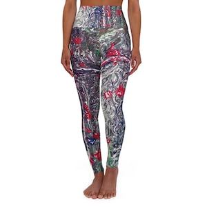 High Waisted Yoga Leggings - Colorful Abstract Design, Activewear, Fitness Gear, Yoga Pants, Gift for Yogis, Workout Leggings