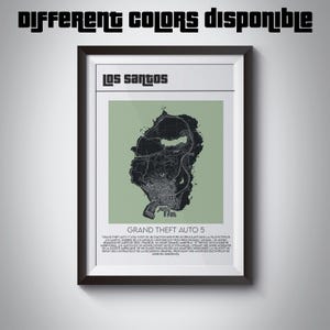 Tableau Digital Carte de Los Santos, Affiche Imprimable GTA, Personnalisable en 8 Couleurs, Différentes Tailles (format pdf,png,svg)