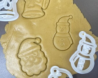 Set of 3 Christmas Cookie Cutters - Christmas Cookie Cutter, Bell Cookie Cutter, Snowman and Santa Claus, Made in France