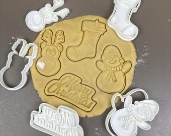 Set of 4 Christmas Cookie Cutters - Christmas Cookie Cutter, Bell Cookie Cutter, Reindeer, Christmas Stocking, Made in France