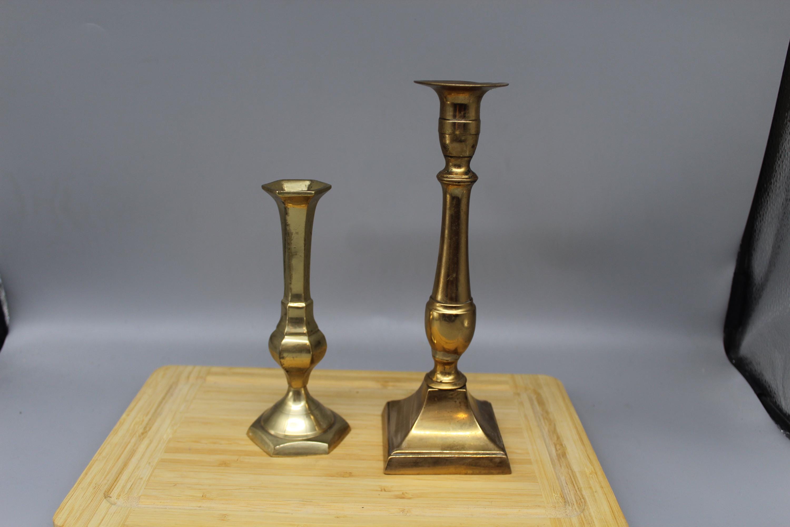 Bronze Candlestick Set: Antique Home Decor, 9" & 6.4"