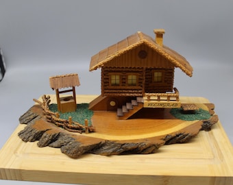 Vintage Bulgarian Wooden House Souvenir: Folklore Decor (12x4x6")