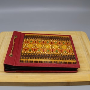 Vintage Photo Album. Unused Album. Photo Album with Wooden Pyrograph Plate. Retro Photos Cover.