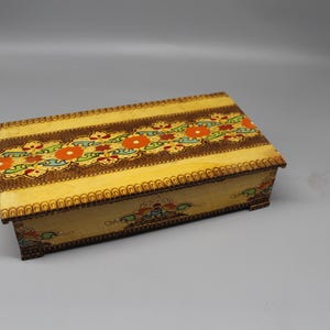 Hand Pyrographed and Painted Box. Wooden Box for Personal Items. Vintage Wooden Box. Home Decor. Rustic Decor. Bulgarian Traditions.