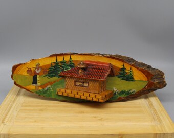 Vintage Bulgarian Wooden House Souvenir: Folklore Decor (12x4x3")