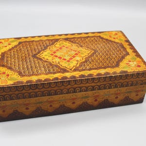 Wooden Box for Personal Items. Vintage Wooden Box. Hand Pyrographed and Painted Box. Home Decor. Rustic Decor.