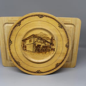 Decorative Wooden Plate. Pyrographed Wooden Plate. Wall Decor. Wooden Plate with Folklore Motifs. Home Decor. Art Decor.