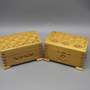 Set of Wooden Jewelry Boxes. Hand Painted Boxes. Hand Pyrographed Wooden Boxes. Jewelry. Home Decor. Bulgarian Wood Craftsmen. NON USED.