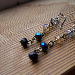 Blue Multi Faceted Glass Jewel Dangle Earrings image 5