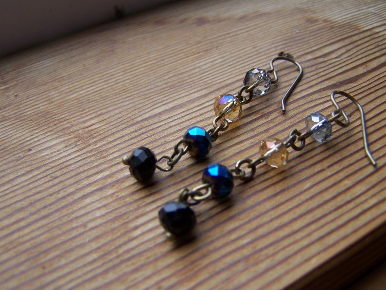 Blue Multi Faceted Glass Jewel Dangle Earrings image 5