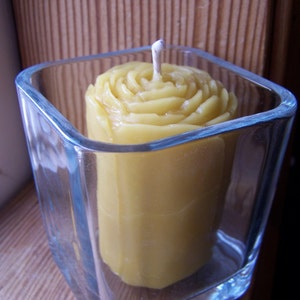 Yellow Beeswax Votive Rose Candle 3.5 oz image 5