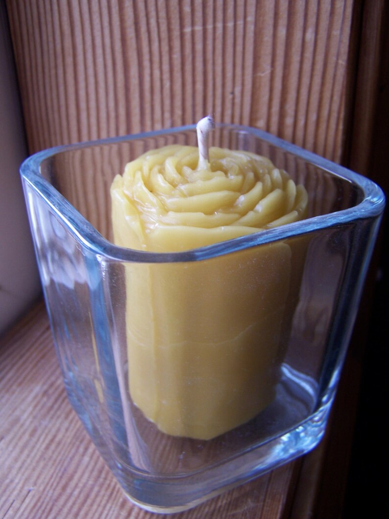 Yellow Beeswax Votive Rose Candle 3.5 oz image 5