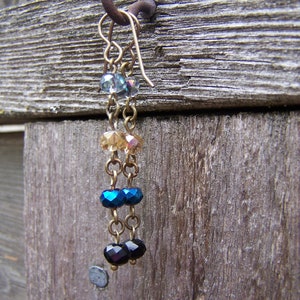 Blue Multi Faceted Glass Jewel Dangle Earrings image 2