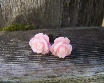 Pretty Light Pink Rose Post Earrings