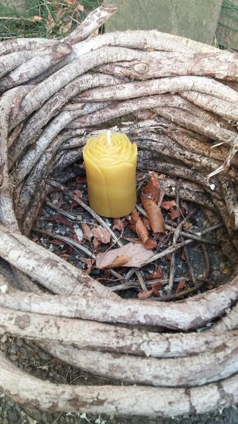 Yellow Beeswax Votive Rose Candle 3.5 oz image 3