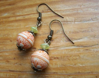 Pumpkin Inspired Bali Dangle Orange Earrings