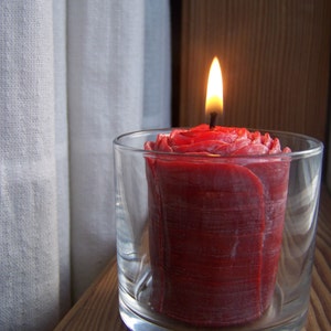 Red Palm Wax Votive Rose Candle 3.5 oz image 5