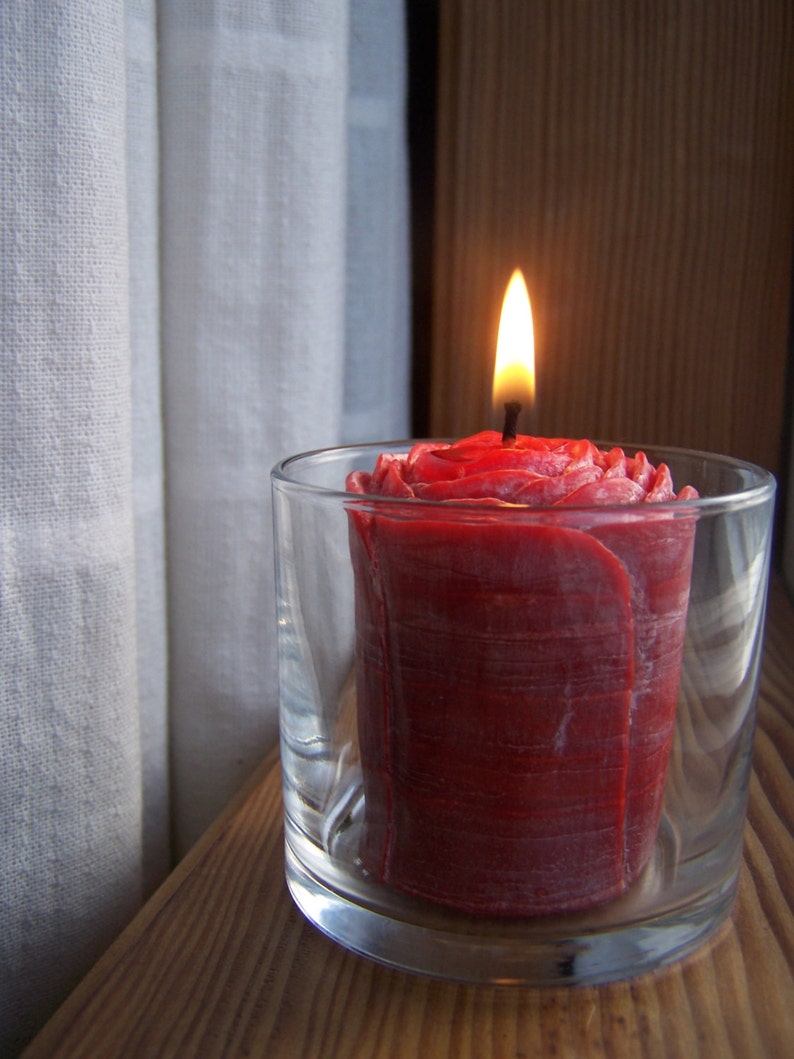 Red Palm Wax Votive Rose Candle 3.5 oz image 5