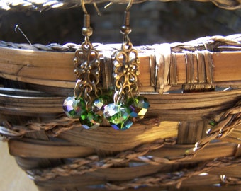 Sparkling Green Chandelier Earrings