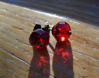 Red Crystal Post Earrings