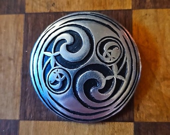 Vintage SJP Pewter Celtic Swirl Scroll Brooch