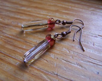 Cranberry Spritzer Crystal Dangle Earrings