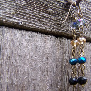 Blue Multi Faceted Glass Jewel Dangle Earrings image 3