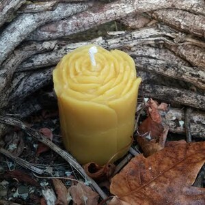 Yellow Beeswax Votive Rose Candle 3.5 oz image 2