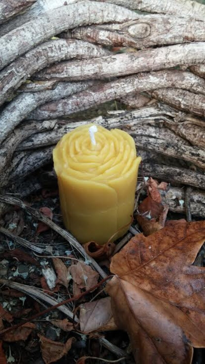 Yellow Beeswax Votive Rose Candle 3.5 oz image 2