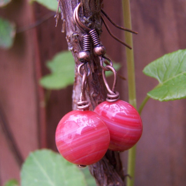 Red Swirl Candy Dangle Earrings