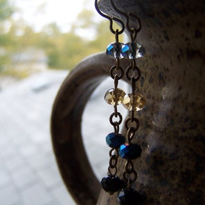 Blue Multi Faceted Glass Jewel Dangle Earrings image 4