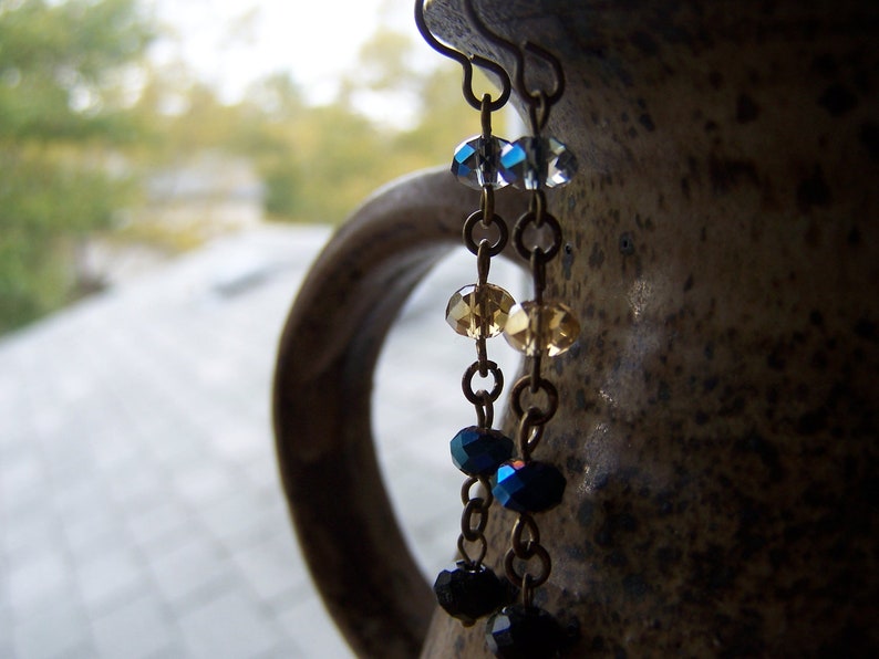 Blue Multi Faceted Glass Jewel Dangle Earrings image 4