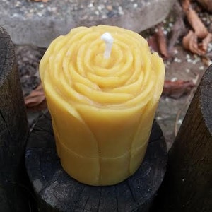 Yellow Beeswax Votive Rose Candle 3.5 oz image 1