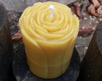 Yellow Beeswax Votive Rose Candle 3.5 oz