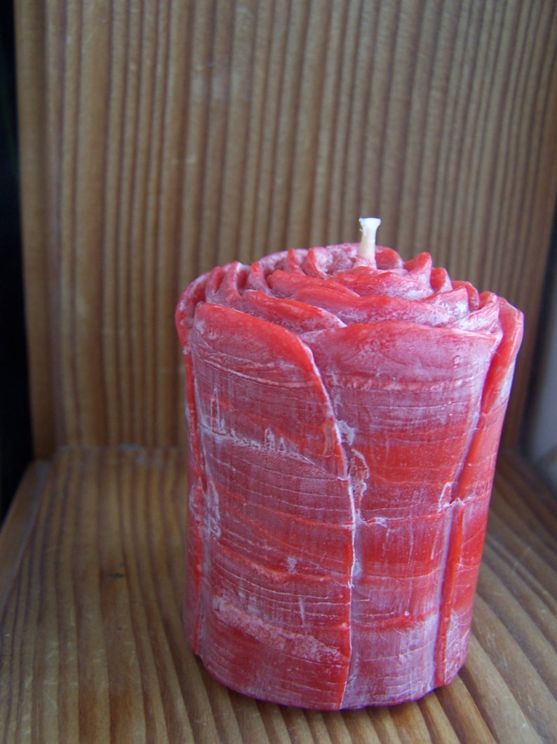 Red Palm Wax Votive Rose Candle 3.5 oz image 2