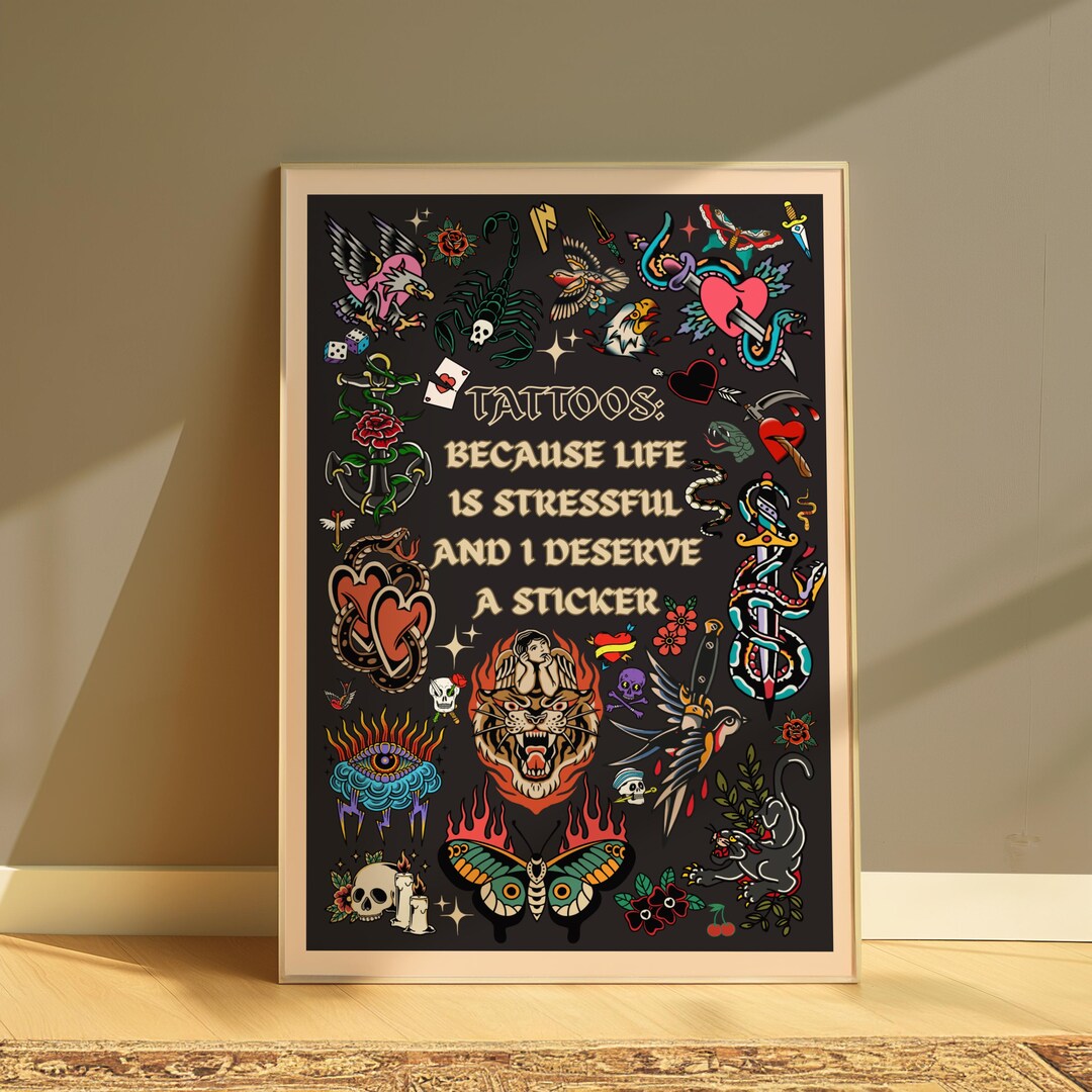 Traditional Tattoo Style Art Print, Emo Gothic Home Decor Poster - Etsy