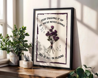 Neck deep in bloom lyrics wall art, traditional tattoo style artwork, Gothic home decor, pop punk art prints for living rooms