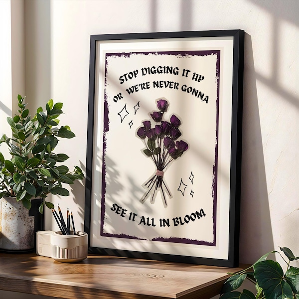 Neck deep in bloom lyrics wall art, traditional tattoo style artwork, Gothic home decor, pop punk art prints for living rooms