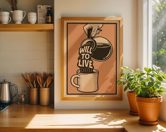 Funny Coffee Poster, Kitchen Wall Art, Dopamine Decor
