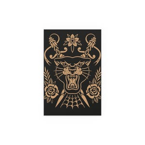 Panther Alternative art, Traditional Tattoo style, gothic wall art, animal grunge living room decor image 4