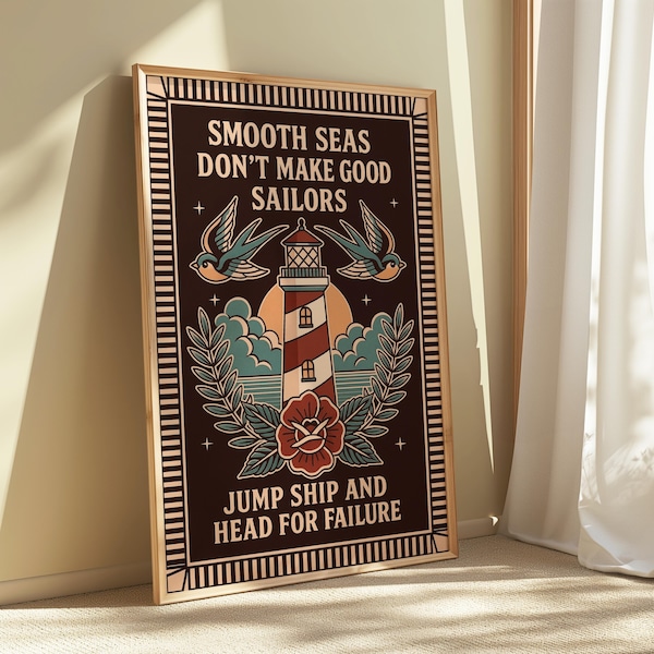 Neck deep wall art, traditional tattoo style artwork, Gothic spooky home decor, pop punk art prints for living rooms