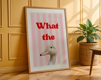 Funny Duck Wall Art Print, Quirky Retro Poster, Humorous Animal Home Decor, Gift for Him/Her