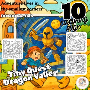 Mini-Quest: Abenteuer im Drachental | Fantasy Malvorlagen für Kinder | Digitaler Download PDF