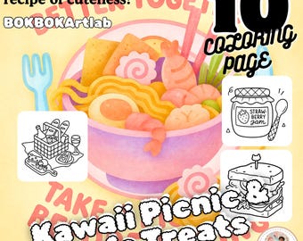 Kawaii Food Coloring Book: Picnic & Cafe Treats (PDF Download)
