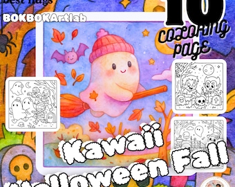 Kawaii Halloween Coloring Pages: Spooky Autumn Friends (PDF Download)