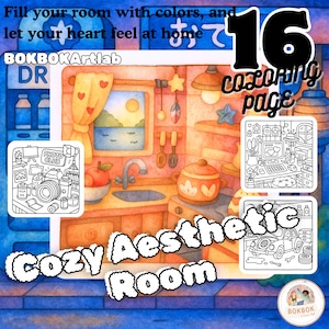 Cozy Room Coloring Pages: Kawaii Home Scenes (PDF Downloadable Book)