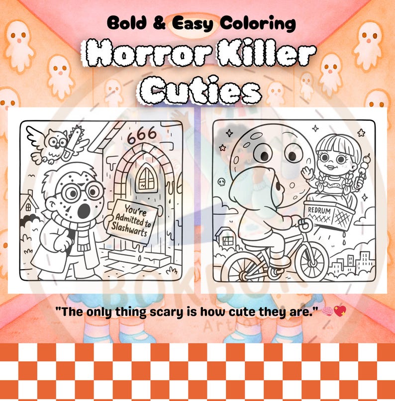 Slasher Coloring Pages Creepy Cute Slasher Coloring Pages | Kawaii Horror Scenes (digital ...